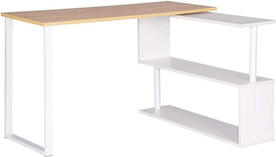 Zaltino Design Bureau Hoekbureau met Opbergruimte Licht Eik Wit 120x50x74 cm