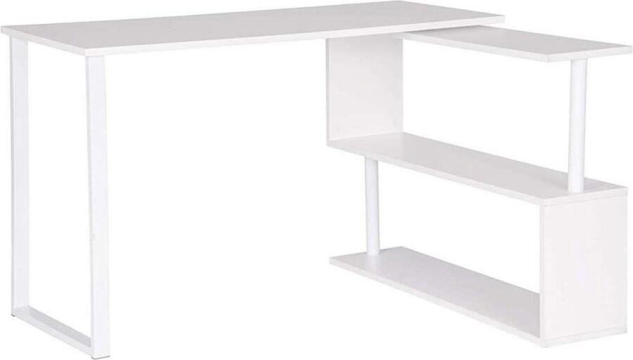 Zaltino Design Bureau Hoekbureau met Opbergruimte Wit 120x50x74 cm
