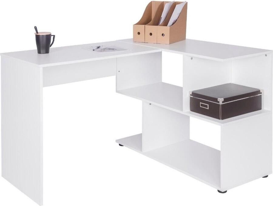 Zaltino Design Bureau Hoekbureau Spaanplaat Hout Wit Voor Kinderen en Volwassenen