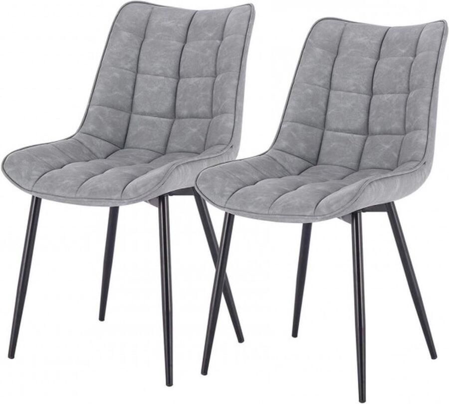 Zaltino Eetkamerstoelen Kunstleer Lichtgrijs Set van 2 Premium Kwaliteit