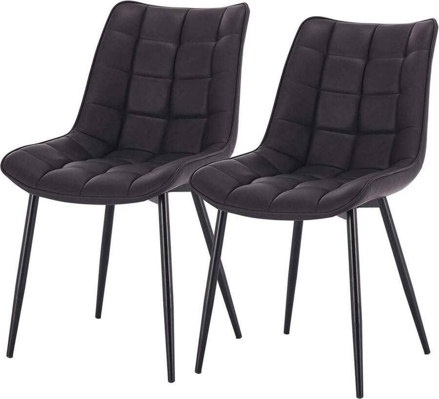 Zaltino Eetkamerstoelen Kunstleer Set van 2 Premium Kwaliteit Antraciet