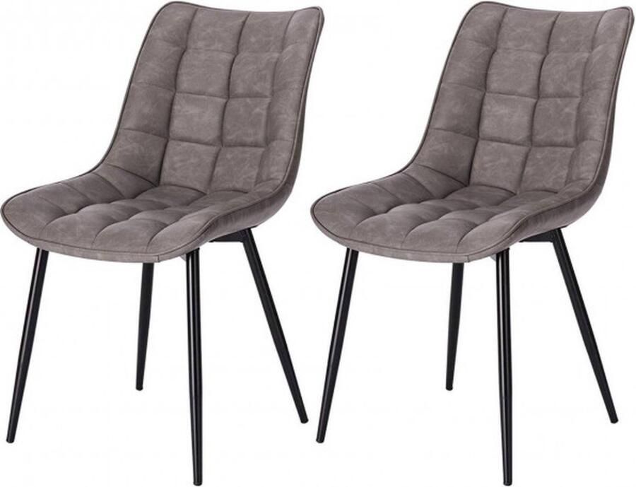 Zaltino Eetkamerstoelen Kunstleer Set van 2 Premium Kwaliteit Donkergrijs