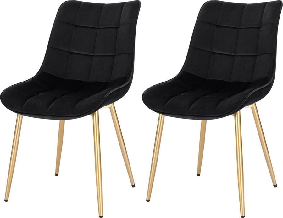 Zaltino Eetkamerstoelen Set van 2 Velvet Ergonomisch Zwart 46.5x42x82 cm