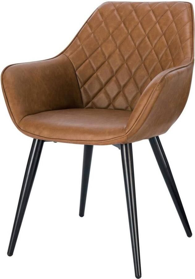 Zaltino Ergonomische Eetkamerstoel Met Armleuning Kunstleer Bruin