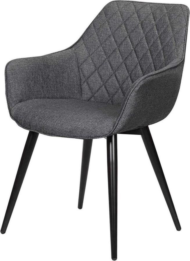 Zaltino Ergonomische Eetkamerstoel Met Armleuning Linnen Kuipstoel Donkergrijs