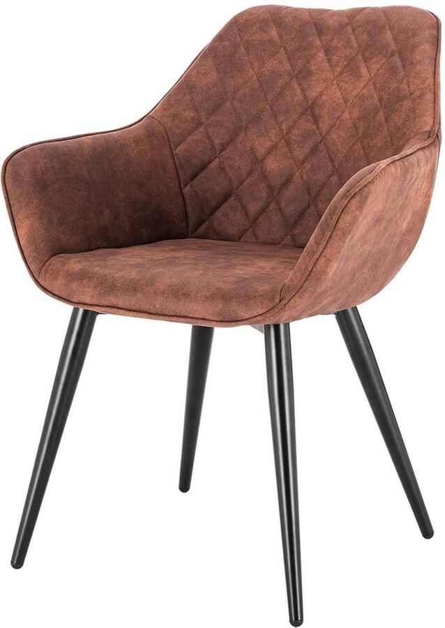 Zaltino Ergonomische Eetkamerstoel Met Armleuning Stof Bruin