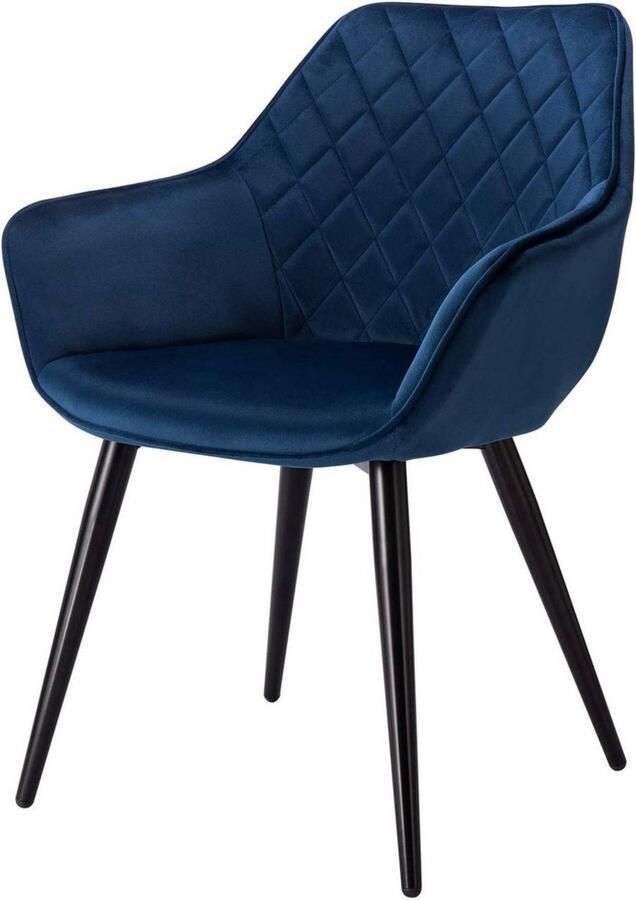 Zaltino Ergonomische Eetkamerstoel Met Armleuning Velvet Blauw