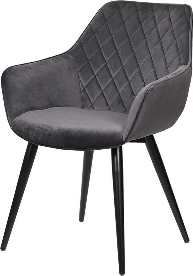 Zaltino Ergonomische Eetkamerstoel Met Armleuning Velvet Kuipstoel Donkergrijs
