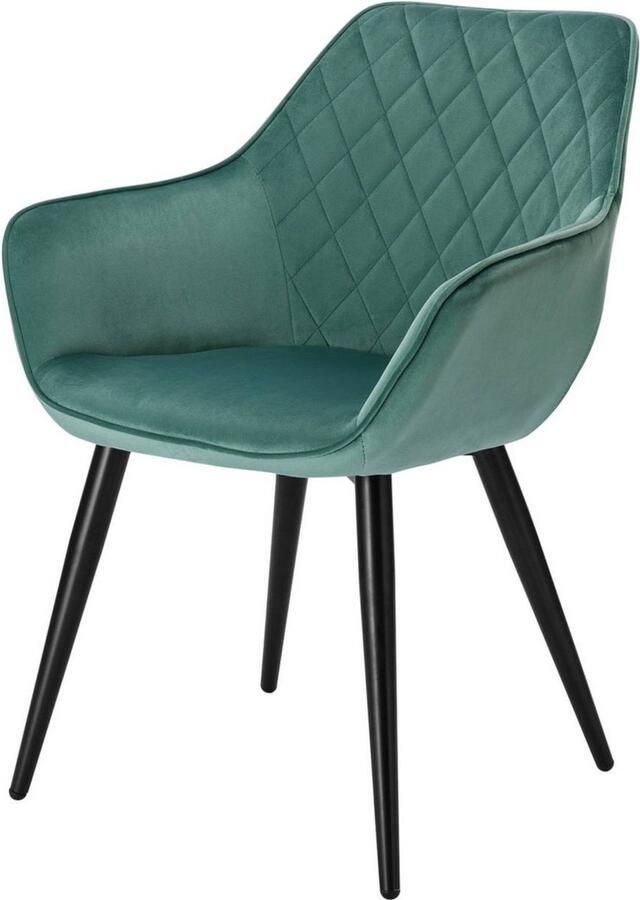 Zaltino Ergonomische Eetkamerstoel Velvet Kuipstoel Aqua Groen Met Armleuning