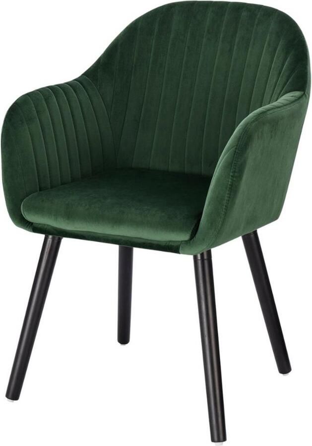 Zaltino Gestoffeerde Eetkamerstoel Velvet Kuipstoel Groen 50x42x81 cm