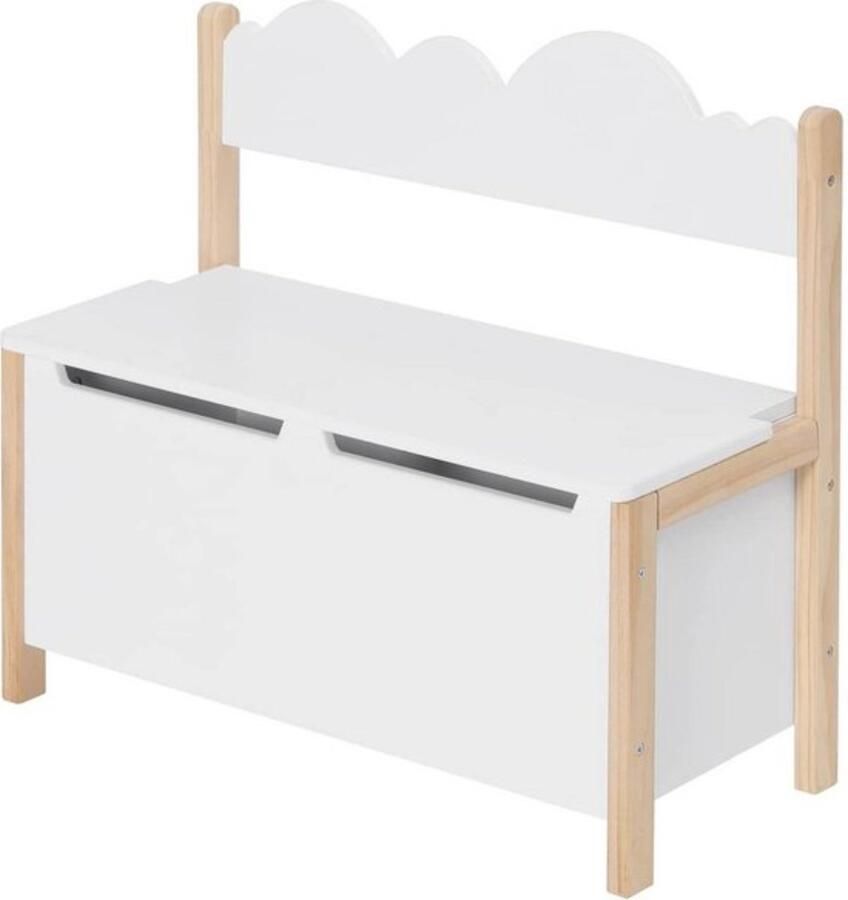 Zaltino Houten Bank met Opbergruimte Voor Speelgoed en Kinderboeken Wit 60x55x25 cm
