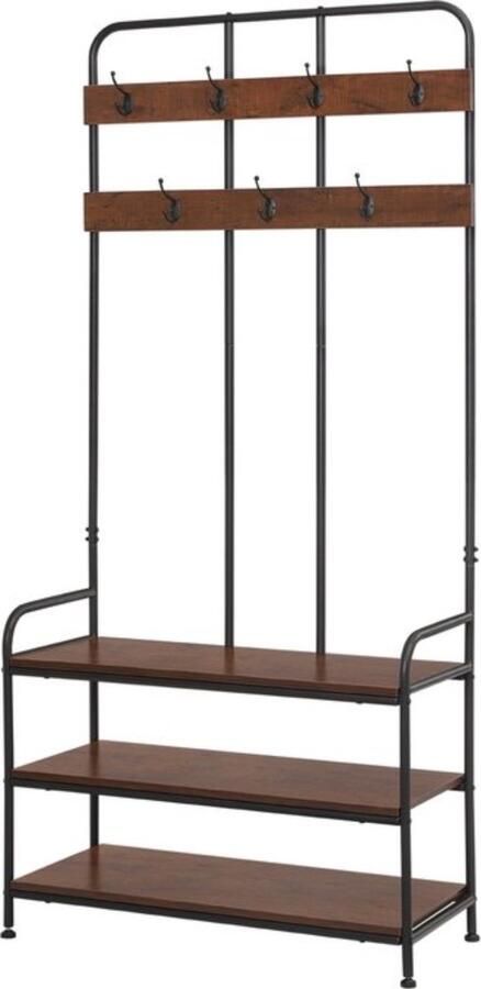 Zaltino Houten Kapstok met Schoenenrek Gangkast Licht Eik Wit 84x180x36 cm