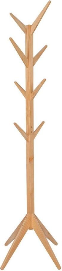 Zaltino Houten Kapstok Staand Beige Met 8 Haken Hoogte 180 cm