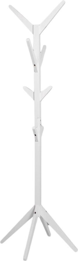 Zaltino Houten Kapstok Staand Wit Met 8 Haken Hoogte 180 cm