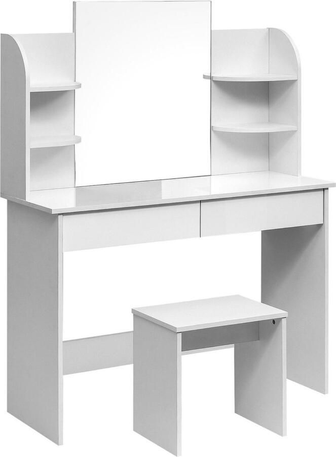 Zaltino Houten Kaptafel Met Spiegel en Opbergruimte Wit 108x40x76 cm