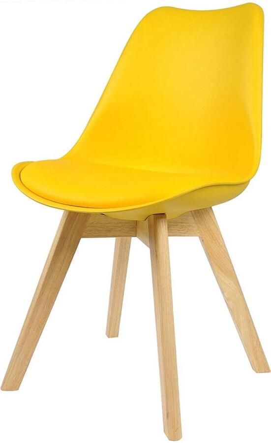 Zaltino Houten Kuipstoel Ergonomisch Geel Beukenhout 48x42x82 cm