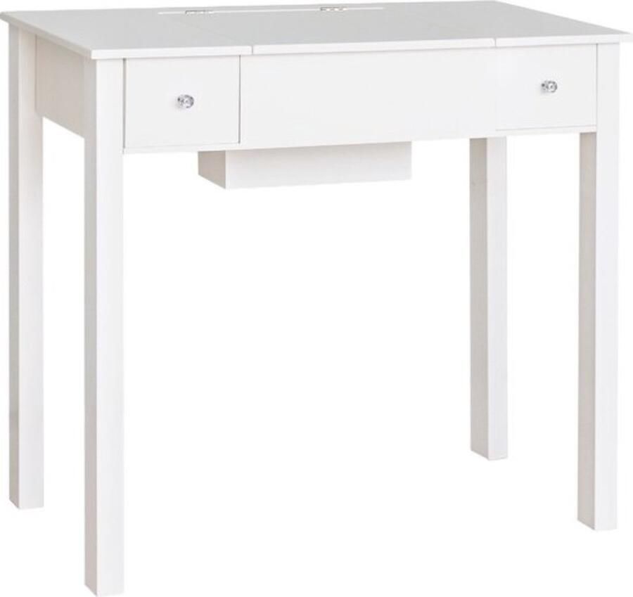 Zaltino Kaptafel met Verlichting en Spiegel Toilettafel Wit Hout 80x50x75 cm