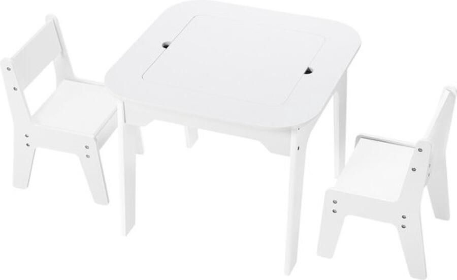 Zaltino Kindertafel en 2 Stoeltjes Speeltafel MDF Wit
