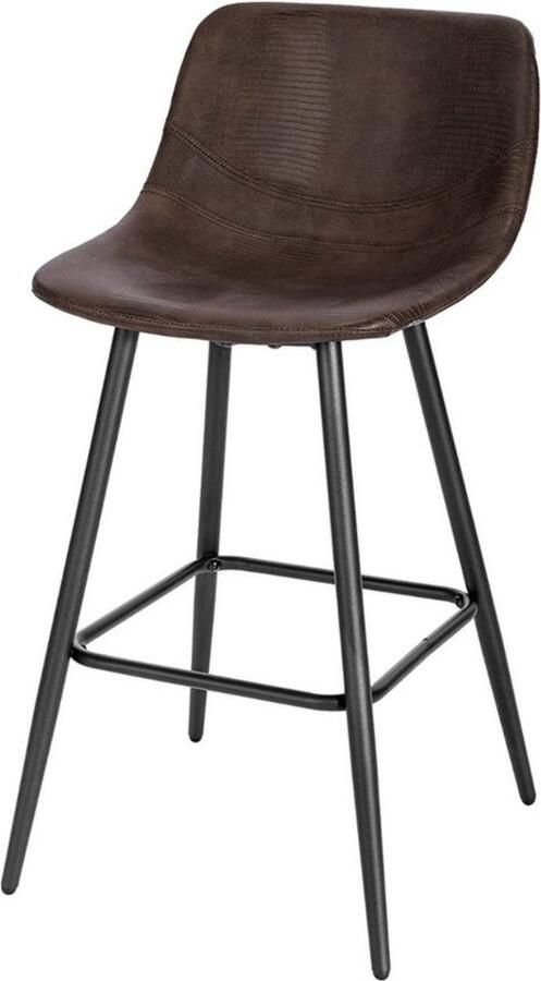 Zaltino Kunstlederen Barkruk Rugleuning Industrieel en Ergonomisch Bruin