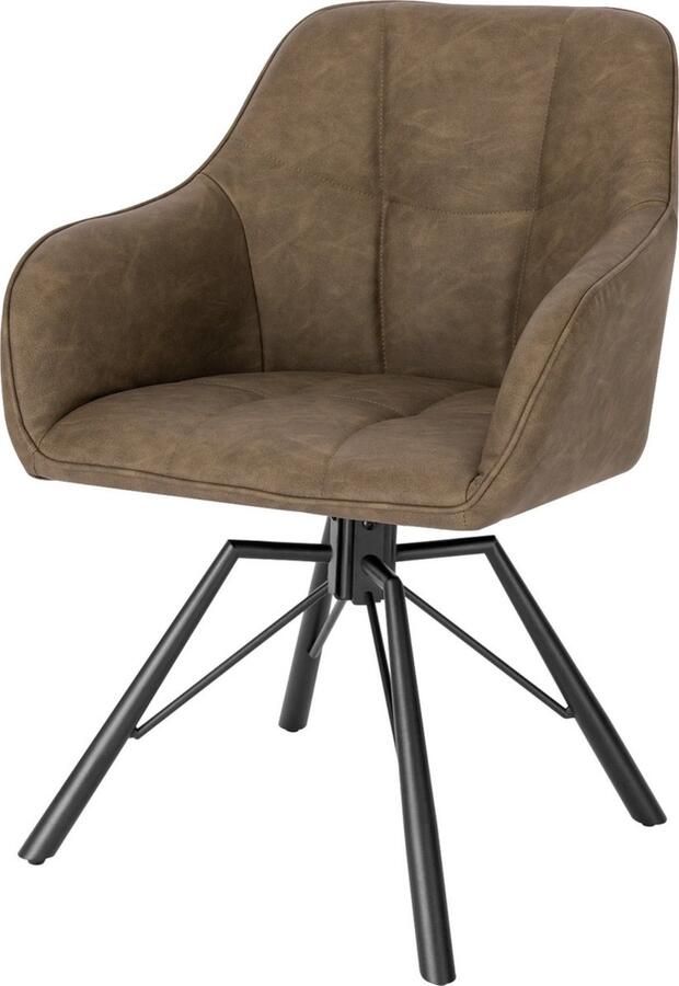 Zaltino Kunstlederen Eetkamerstoel Ergonomisch Design Donkerbruin