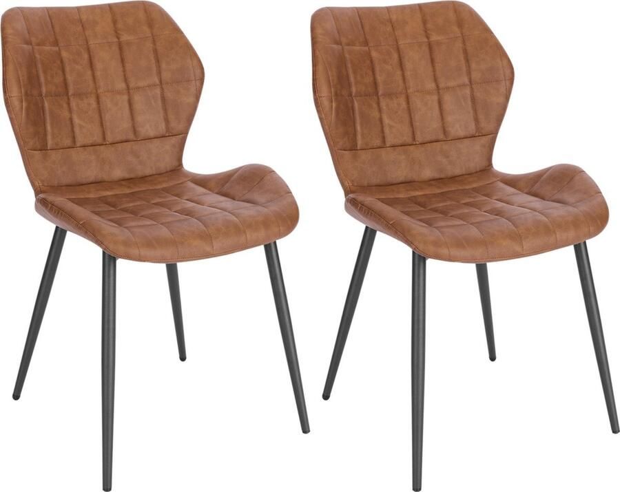 Zaltino Kunstlederen Eetkamerstoelen Ergonomisch Set van 2 Lichtbruin