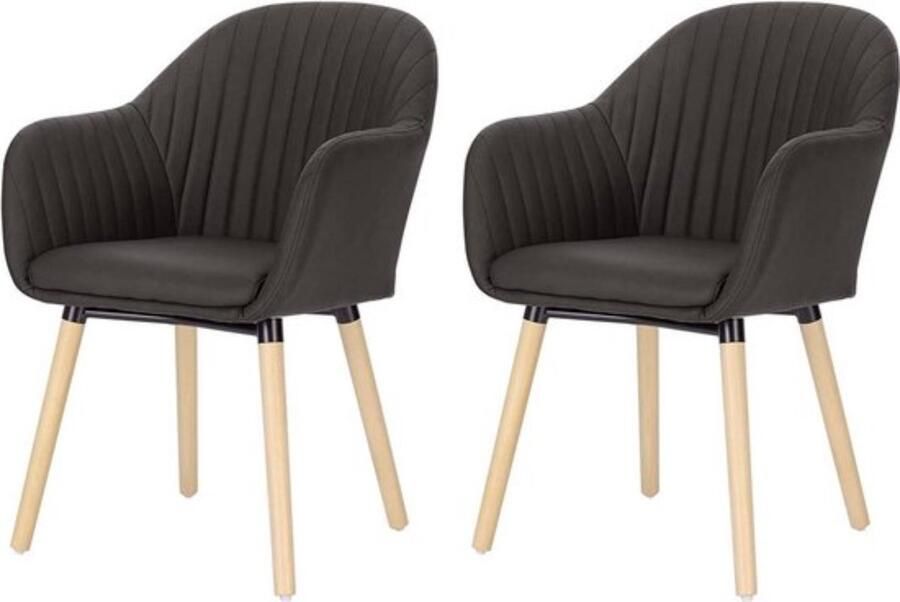 Zaltino Kunstlederen Eetkamerstoelen Met Armleuning Ergonomisch Antraciet