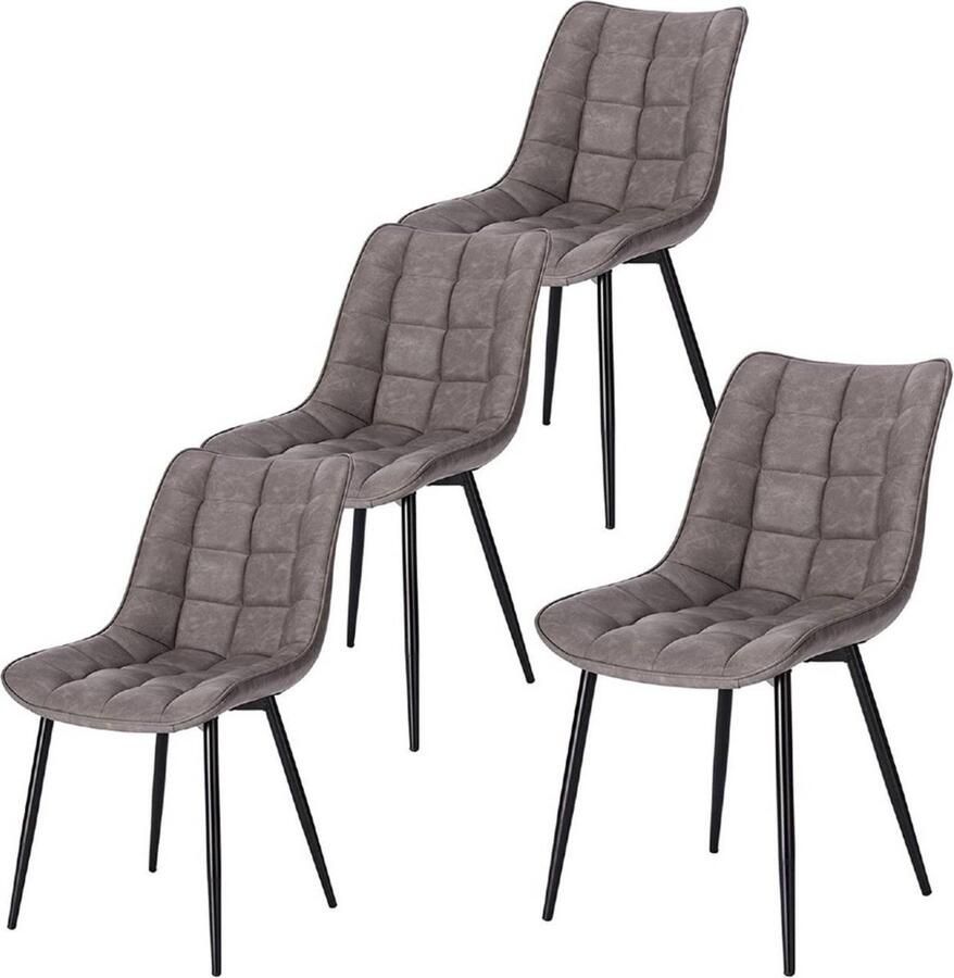 Zaltino Kunstlederen Eetkamerstoelen Set van 4 Donkergrijs Voor Woonkamer