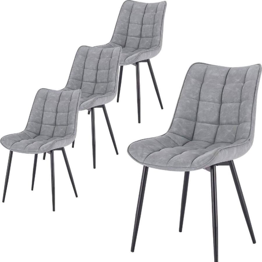 Zaltino Kunstlederen Eetkamerstoelen Set van 4 Lichtgrijs Voor Woonkamer