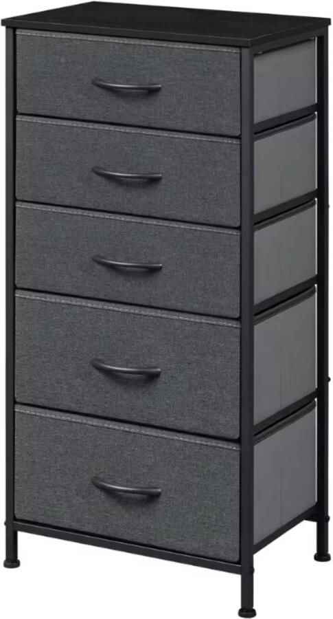 Zaltino Ladekast met 5 Lades Dressoir Organizer met Metalen Frame Voor Slaapkamer Woonkamer of Hal Stapelbare Kast Donkergrijs Lichtgewicht & Stevig 53x45x95 cm - Foto 2
