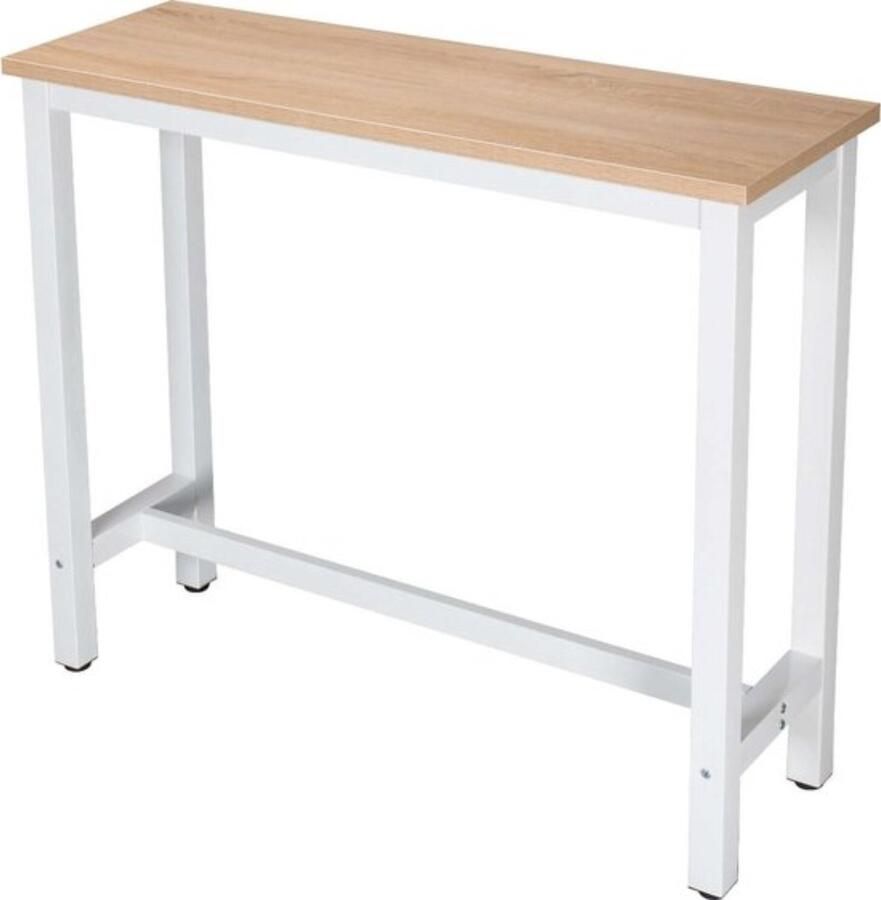 Zaltino Rechthoekige Bartafel Voor Binnen en Buiten MDF en Metaal Wit Licht Eik 120x40x100 cm