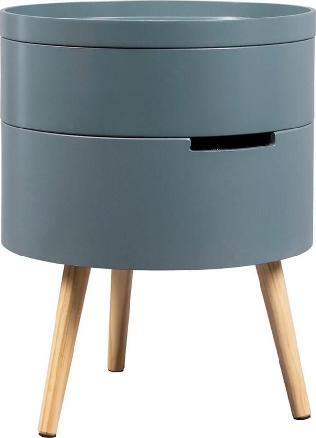 Zaltino Rond Houten Nachtkastje Met Lades Stevig MDF 38x38x49 cm Grijs