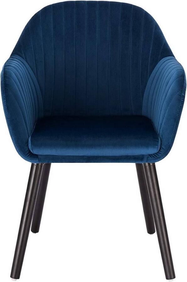 Zaltino Set van 2 Eetkamerstoelen Fluweel Gestoffeerd met Armleuningen Ergonomisch Design Stabiel Houten Frame Voor Eetkamer Keuken of Woonkamer Blauw 50x42x81 cm