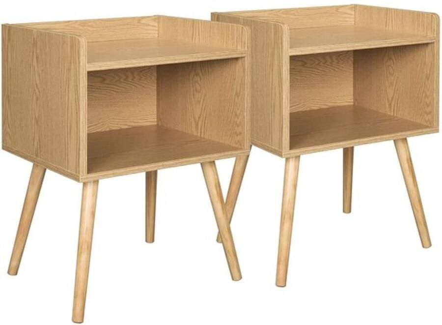 Zaltino Set Van 2 Houten Nachtkastjes Licht Hout Voor Slaapkamer 46x38x60 cm