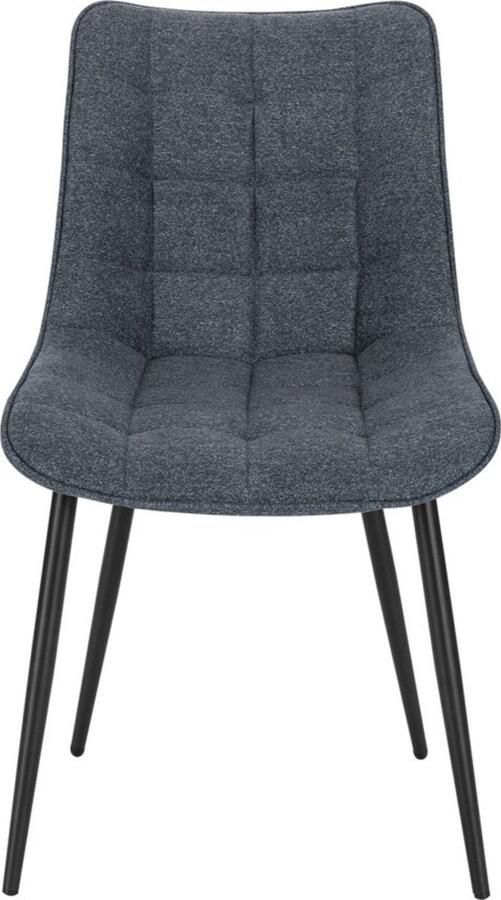 Zaltino Set van 2 Moderne Eetkamerstoelen Linnen Zitting Donkergrijs Design Met Metalen Frame
