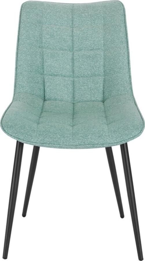 Zaltino Set van 2 Moderne Eetkamerstoelen Linnen Zitting Turquoise Design Met Metalen Frame