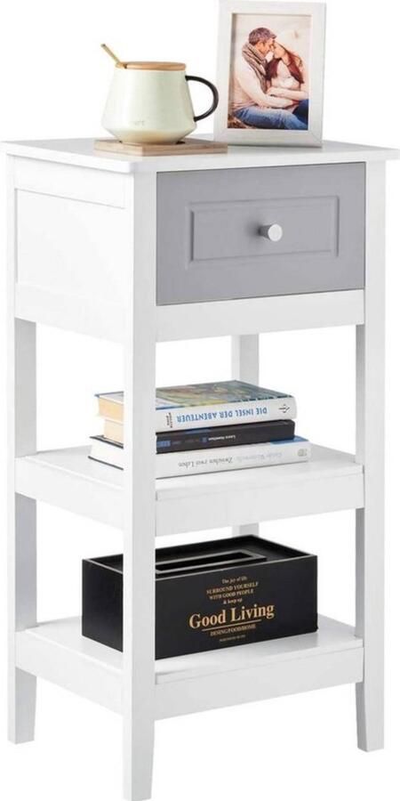 Zaltino Set van 2 Moderne Nachtkastjes Stevig MDF met Metaal Ruime Opslag 38 x 28 x 71 cm