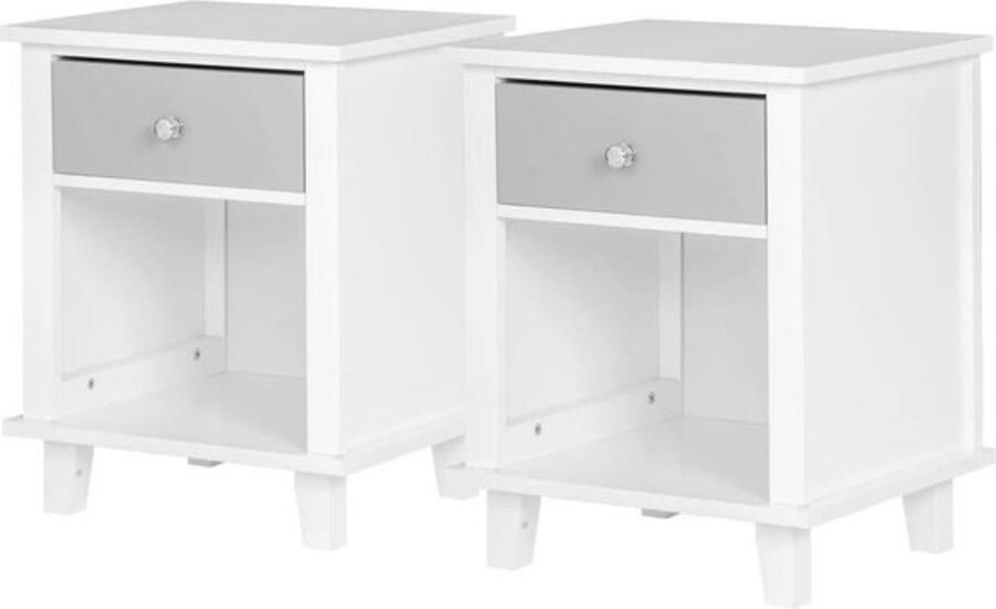 Zaltino Set van 2 Nachtkastjes Hout Voor Woonkamer & Slaapkamer Wit