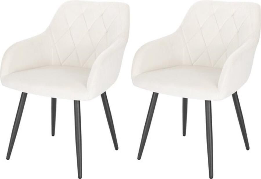 Zaltino Set Van 2 Velvet Eetkamerstoelen Crème Stijlvol en Ergonomisch Design