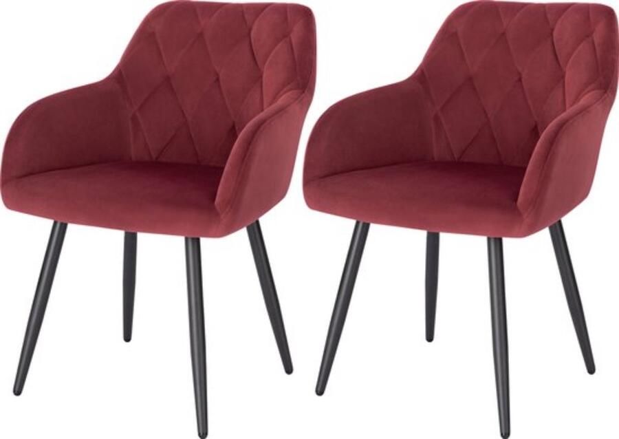 Zaltino Set van 2 Velvet Eetkamerstoelen Ergonomisch & Comfortabel Bordeaux