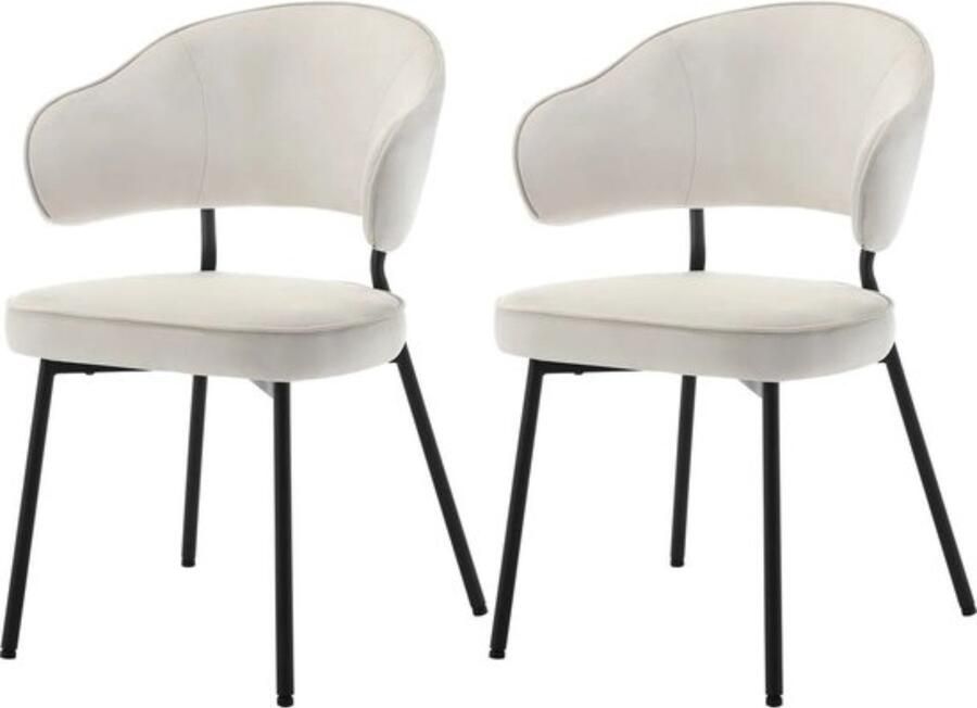 Zaltino Set van 2 Velvet Eetkamerstoelen Ergonomisch & Comfortabel Crème
