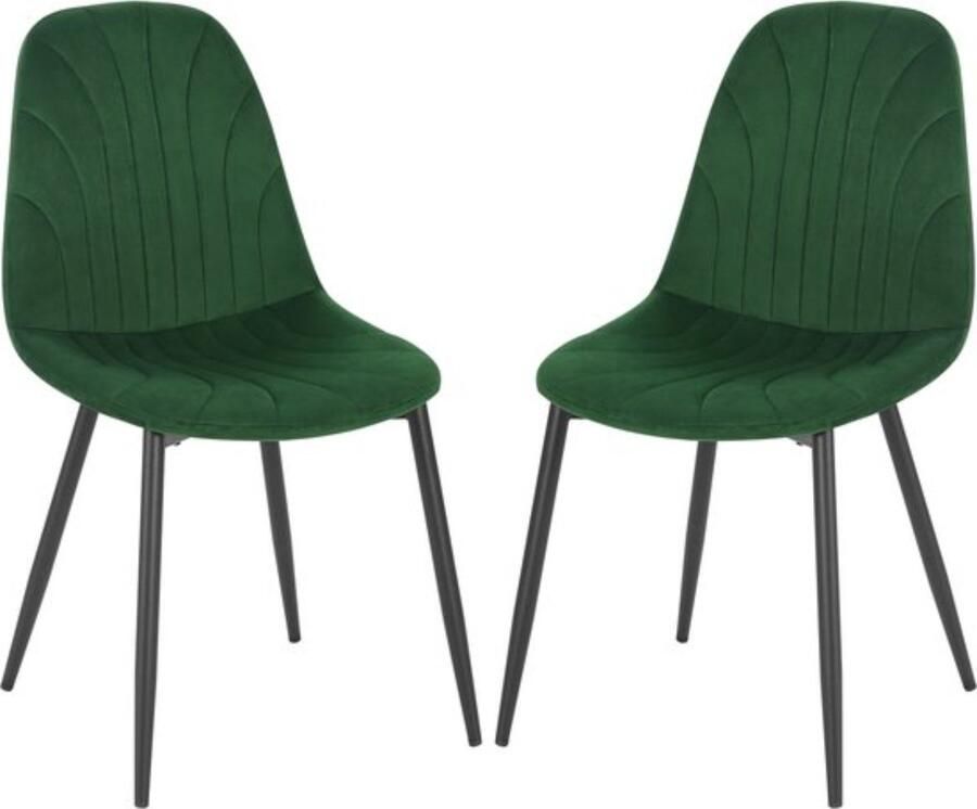 Zaltino Set van 2 Velvet Eetkamerstoelen Ergonomisch & Comfortabel Groen