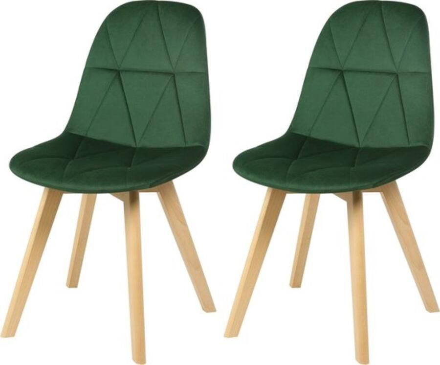 Zaltino Set van 2 Velvet Eetkamerstoelen Ergonomisch & Comfortabel Groen