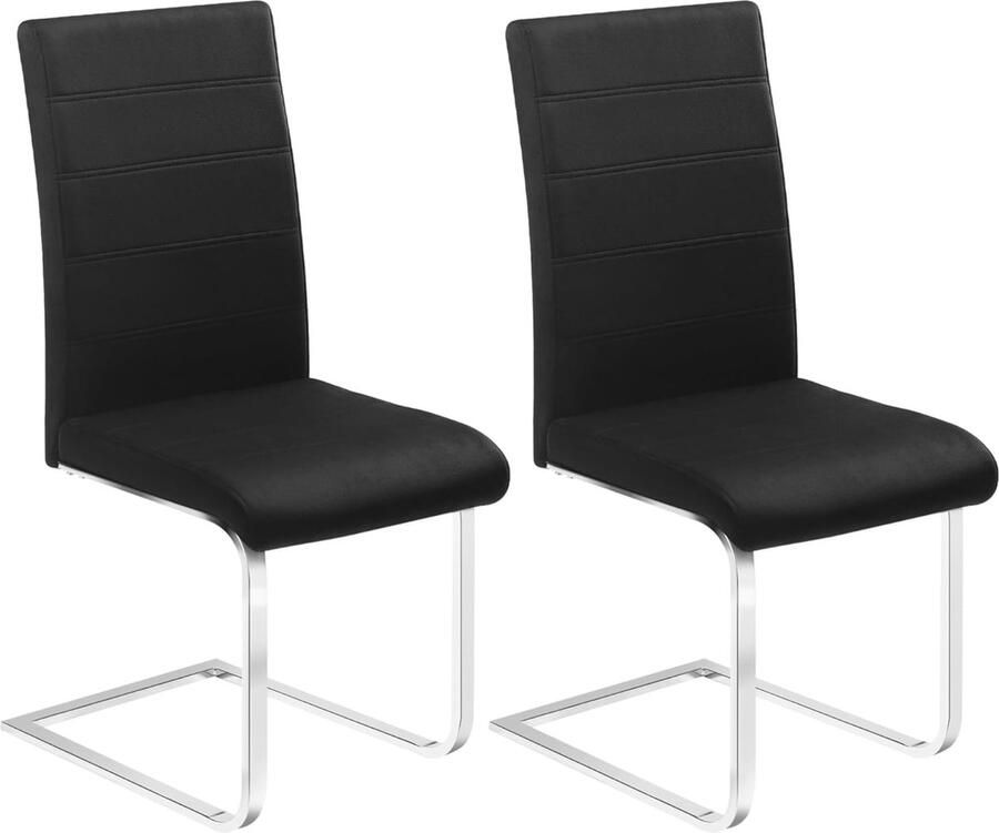 Zaltino Set Van 2 Velvet Eetkamerstoelen Ergonomisch & Comfortabel Zwart