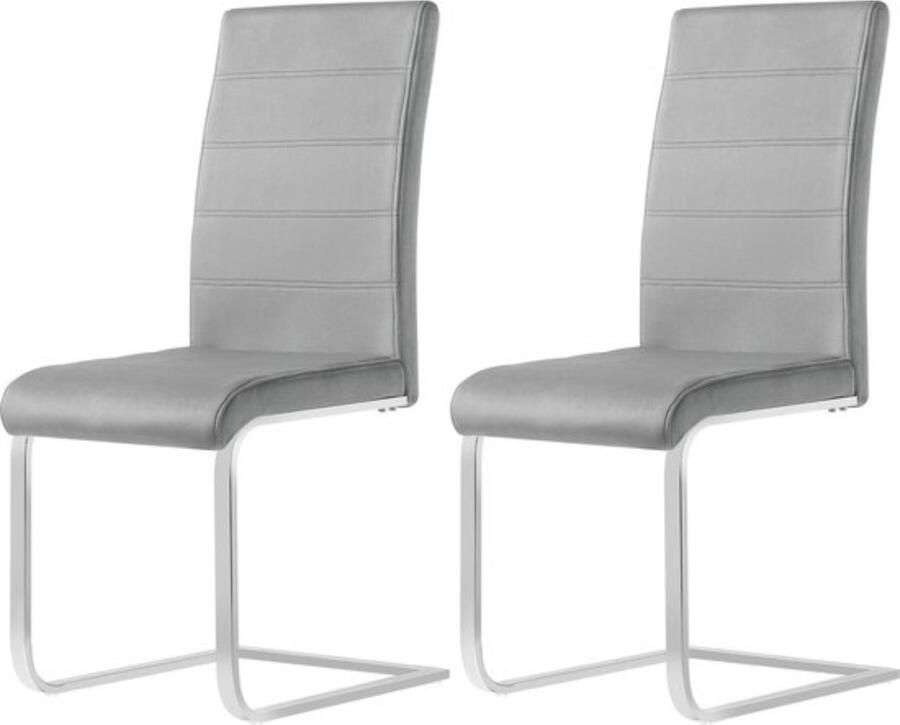 Zaltino Set van 2 Velvet Eetkamerstoelen Lichtgrijs Ergonomisch en Comfortabel Design