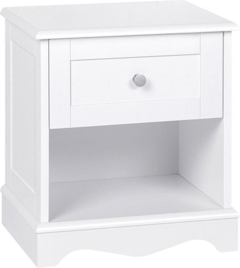 Zaltino Stijlvol Nachtkastje 1 Lade Voor Slaapkamer Wit 38.5x43.5x29.5 cm