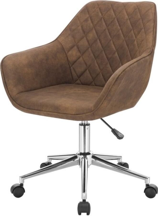 Zaltino Stoffen Bureaustoel Met Armleuning In Hoogte Verstelbaar Bruin Design