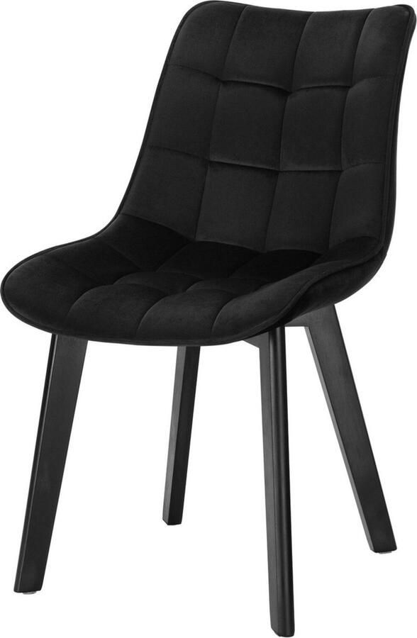 Zaltino Velvet Eetkamerstoel Ergonomisch en Comfortabel Zwart 45x42x83 cm