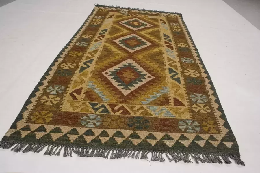 Zargar Rugs Kelim vloerkleed 101x206 Kelim tapijt Oosters vloerkleed 100% wol Handgeweven