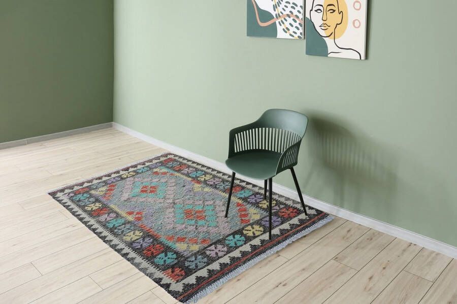 Zargar Rugs Kelim vloerkleed 102x144 Kelim tapijt Oosters vloerkleed 100% wol Handgeweven