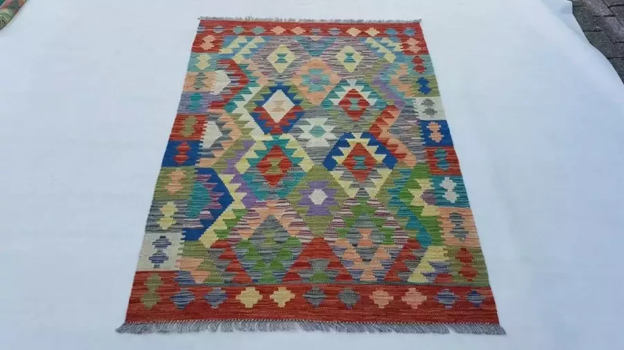 Zargar Rugs Kelim vloerkleed 102x145 Kelim tapijt Oosters vloerkleed 100% wol Handgeweven